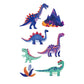 Cartoon dinosaur temporary tattoos for kids – 120×76mm sheet with T-Rex, triceratops, brontosaurus, raptor, and volcano designs by TIDES.