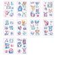 Set of 10 waterproof temporary tattoo sheets with watercolor-style animals and alphabet letters for kids – 120×76mm each, by TIDES.