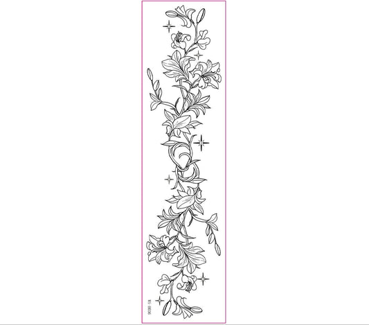 Black line temporary tattoo with butterfly, vine, leaves, and stars – nature-inspired (60×230mm) – minimalist waterproof body sticker by TIDES
